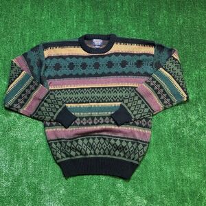 Vintage Barnaby Mens Sweater XL Multi-Color Geometric Knit Pullover